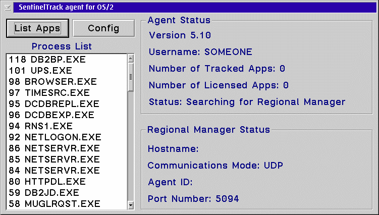 Screen shot of OS/2 agent