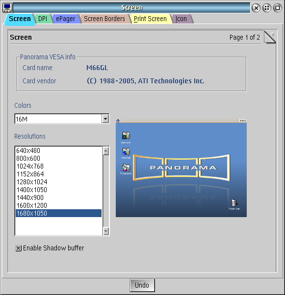 screenshot of screen dialog