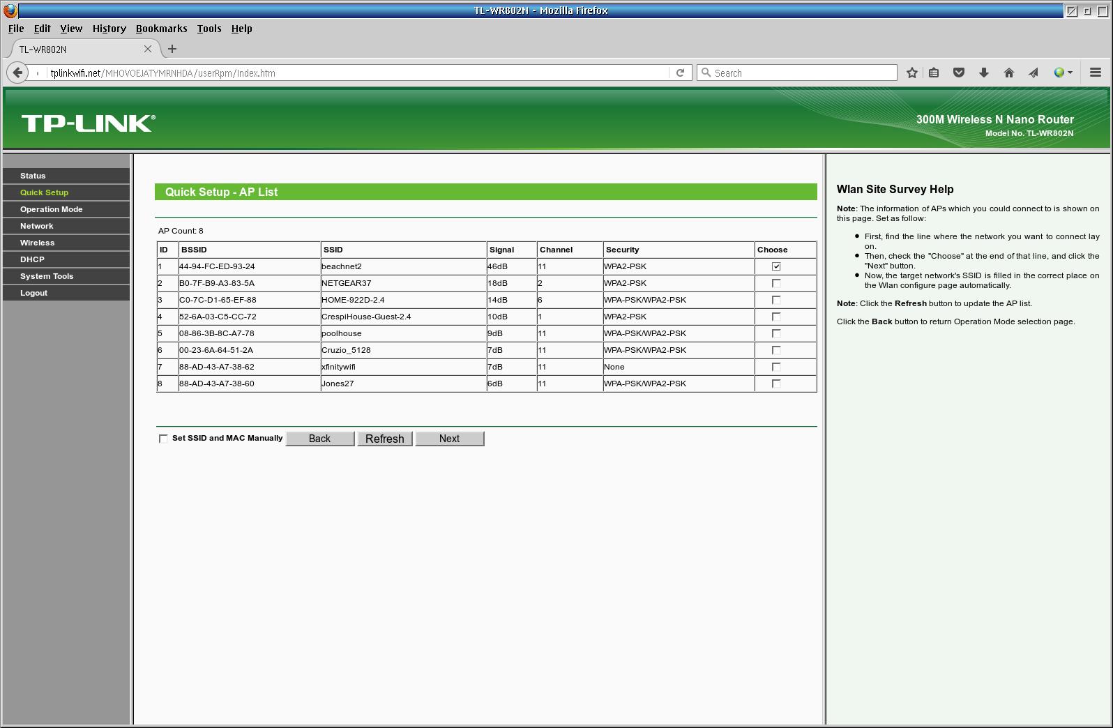 TPLink Quick Setup Screen 3