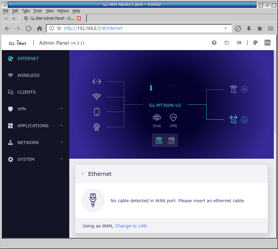 Mango configuration screen